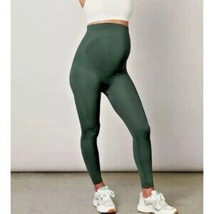 BLANQI EVERYDAY Maternity Belly Support Leggings Size Large Forest Night